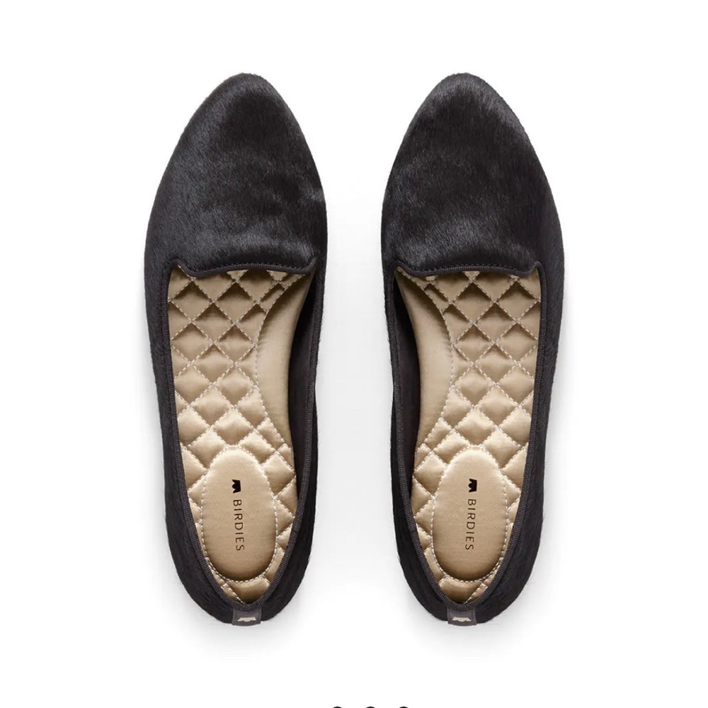 Birdies “The Blackbird” black calf hair flats
